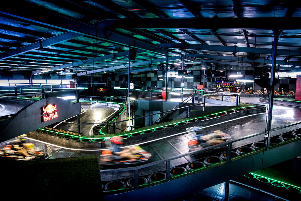 Indoor petrol go-kart racing at Slideways on the Gold Coast
